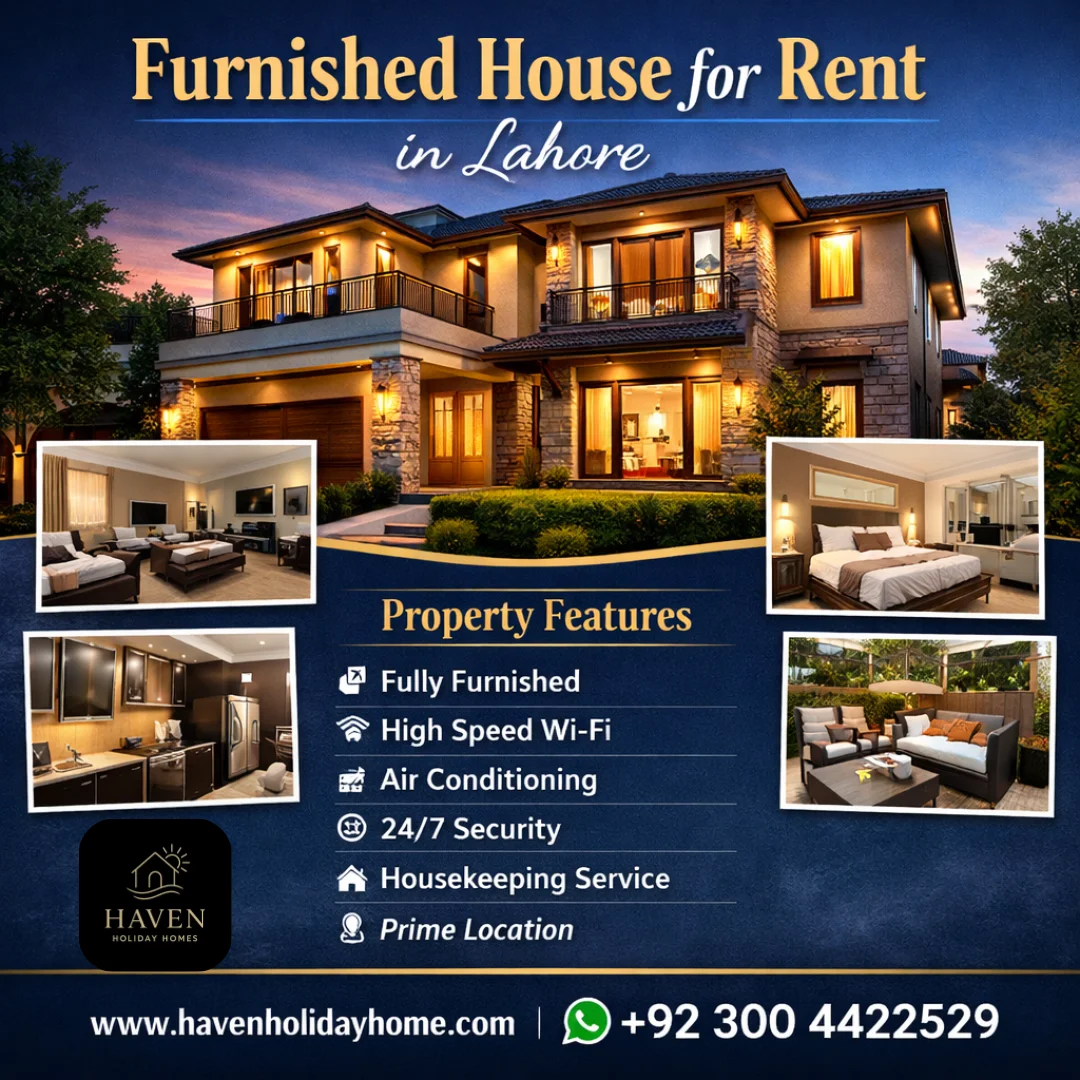 Furnished House for Rent in Lahore - Haven Holiday Homes